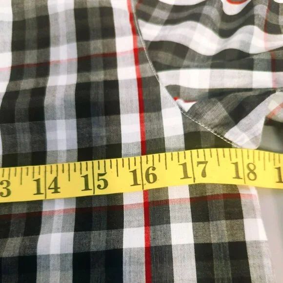 IZOD Boys Button Up Long Sleeve Dress Shirt Plaid Size Large (10/12) Black Red - Picture 5 of 6